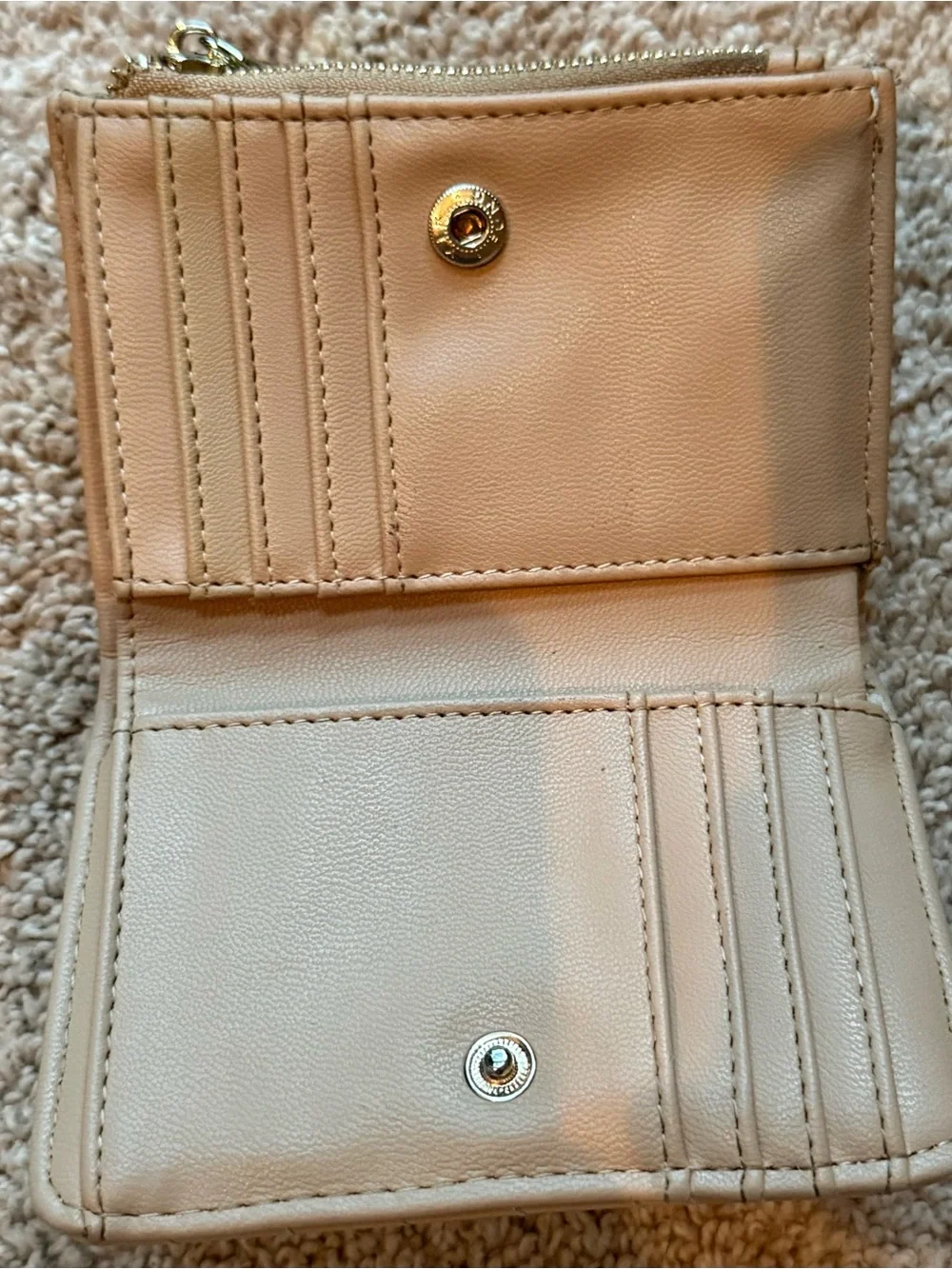 Steve Madden Cream Quilted Wristlet Clutch with Gold Detail